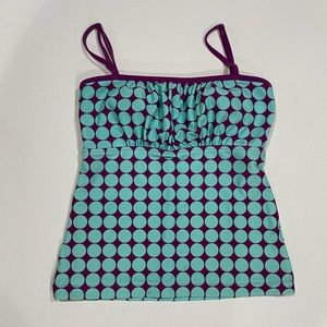 Turquoise and Plum Polkadot Tankini Top